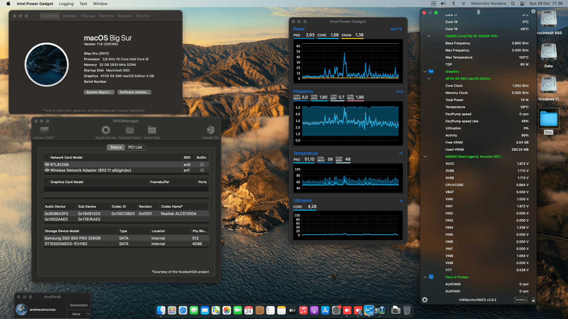 Success Hackintosh macOS Big Sur 11.6 Build 20G165 in Asrock B460M Steel Legend + Intel Core i9 10900F + Afox RX 560